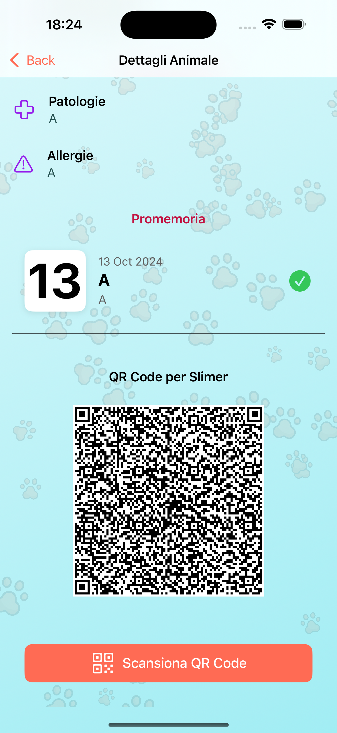 Schermata Condividi con QR Code